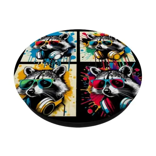 Raccoon Riot: Urban Beats and Street Colors PopSockets