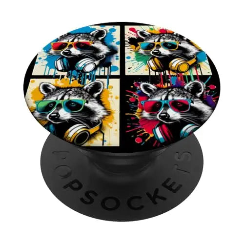 Raccoon Riot: Urban Beats and Street Colors PopSockets