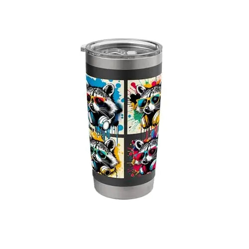 Raccoon Riot: Urban Beats and Street Colors Stainless Steel