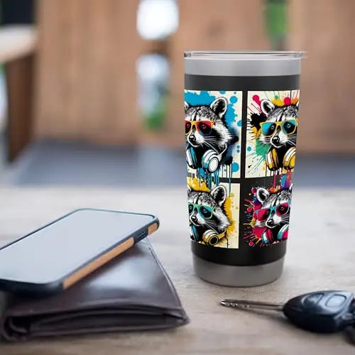 Raccoon Riot: Urban Beats and Street Colors Stainless Steel