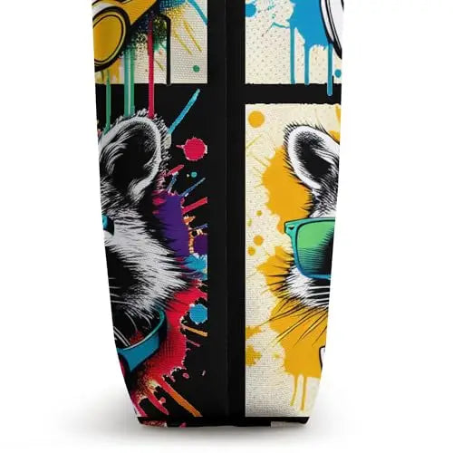 Raccoon Riot: Urban Beats and Street Colors Tote Bag Apparel