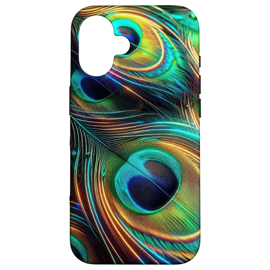 Radiance of Nature: Vibrant Peacock Feather Design Case