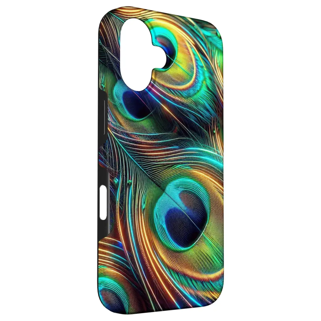 Radiance of Nature: Vibrant Peacock Feather Design Case
