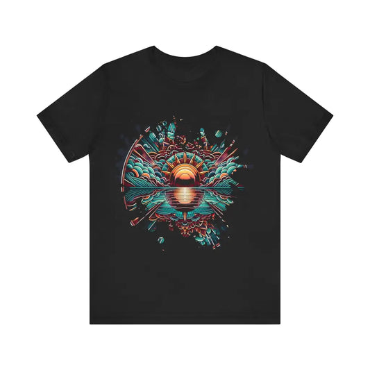 Radiant Lotus Sunrise - Jersey Short Sleeve Tee - Black / S