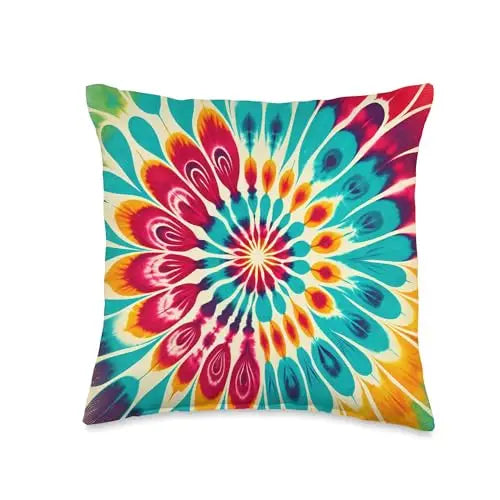 Radiant Vortex: Psychedelic Burst Throw Pillow Home