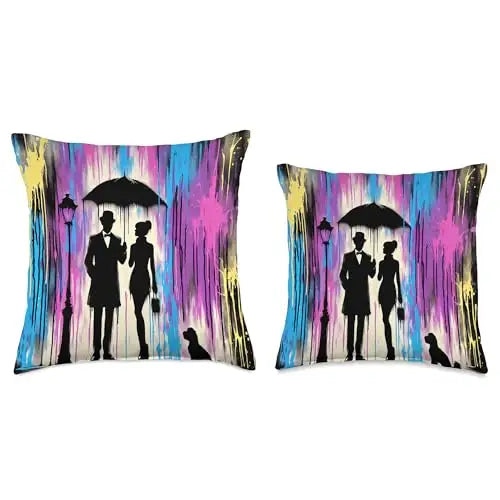 Rainy Romance: A Night of Elegance Throw Pillow Home