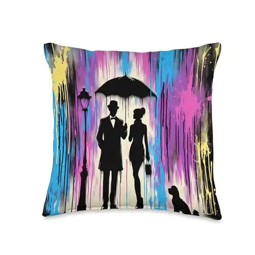 Rainy Romance: A Night of Elegance Throw Pillow Home