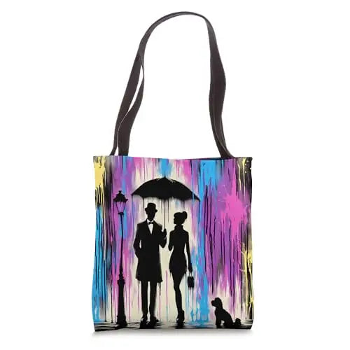 Rainy Romance: A Night of Elegance Tote Bag Apparel