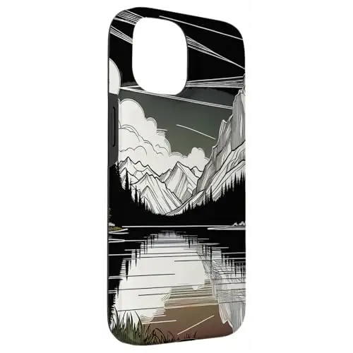 Reflections of the Wild: Alpine Serenity in Line Art Case