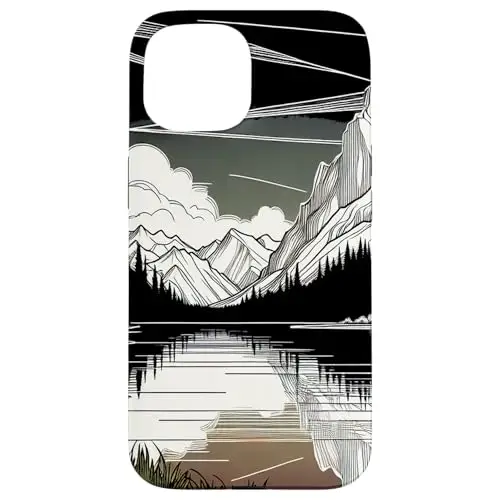 Reflections of the Wild: Alpine Serenity in Line Art Case