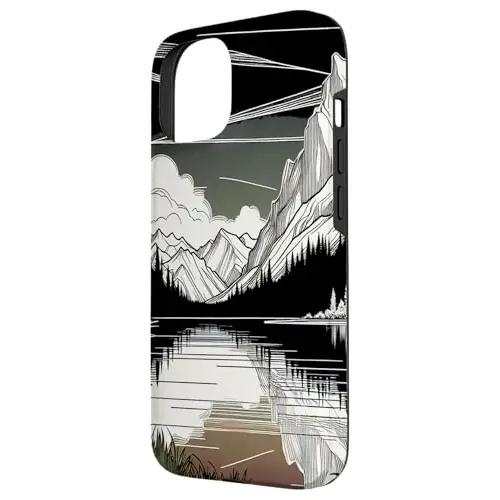 Reflections of the Wild: Alpine Serenity in Line Art Case