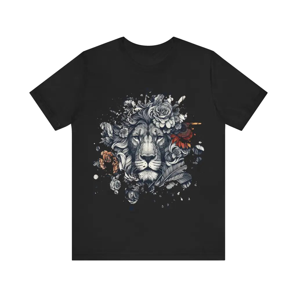 Regal Flora Lion - Jersey Short Sleeve Tee - Black / S