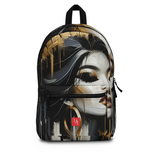 Regal Portrait in Monochrome and Gold - Backpack - One size