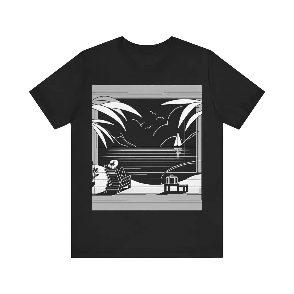 Relaxing Escape by the Sea Jersey Short Sleeve Tee Black