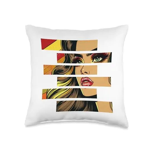 Retro Radiance: Fragmented Beauty in Motion Throw Pillow