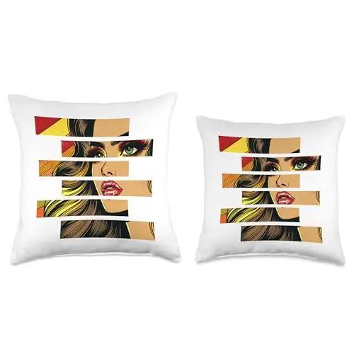 Retro Radiance: Fragmented Beauty in Motion Throw Pillow