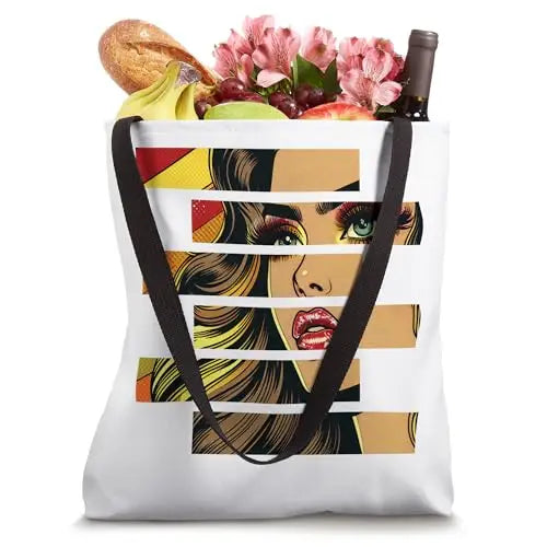 Retro Radiance: Fragmented Beauty in Motion Tote Bag Apparel