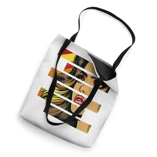 Retro Radiance: Fragmented Beauty in Motion Tote Bag Apparel