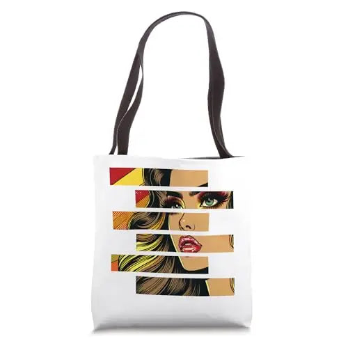 Retro Radiance: Fragmented Beauty in Motion Tote Bag Apparel