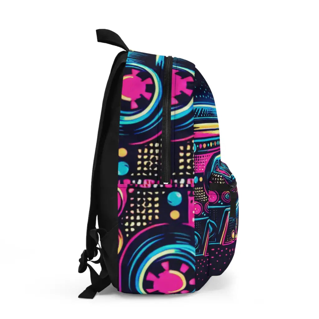Retro Rhythm in Neon Tones Backpack One size Bags