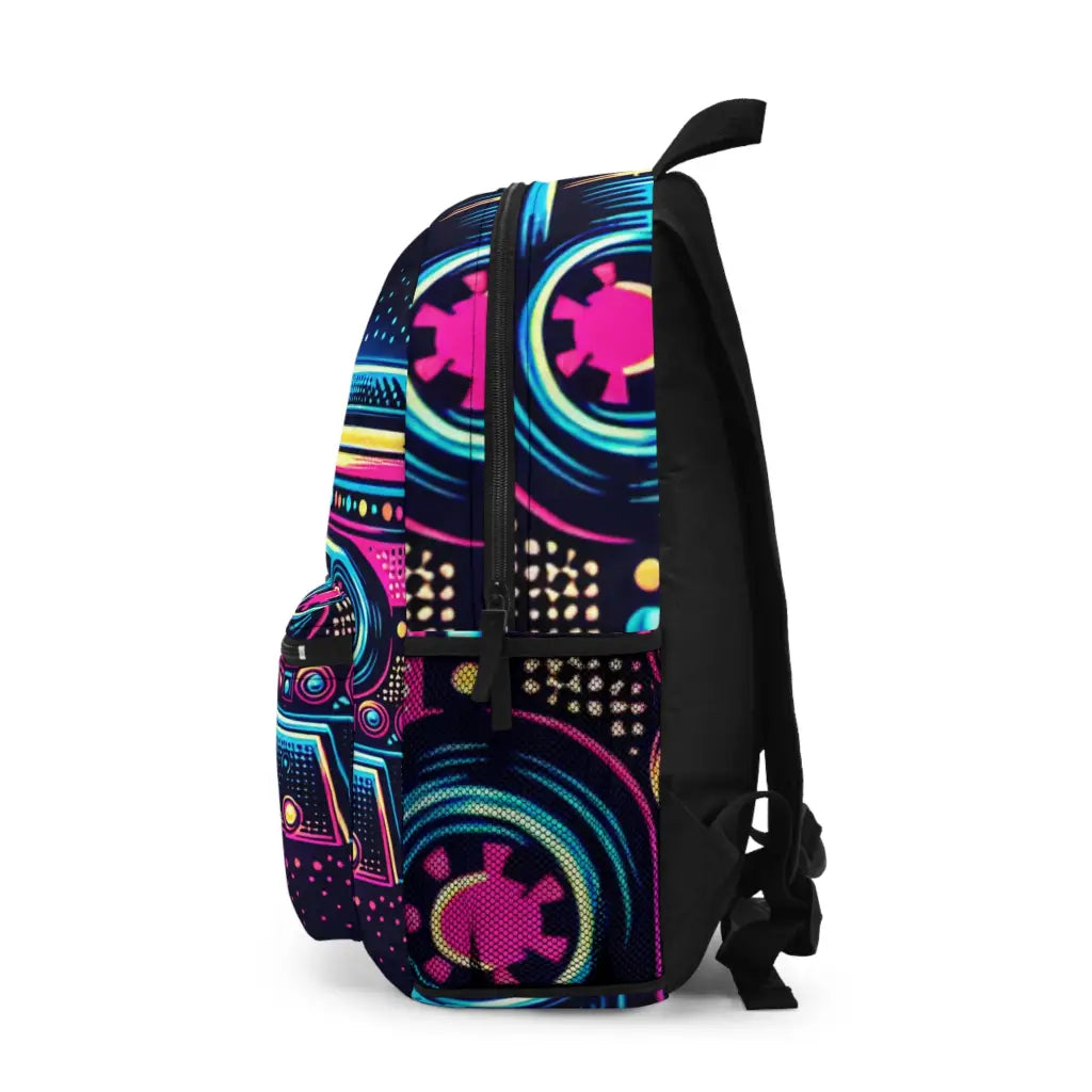 Retro Rhythm in Neon Tones Backpack One size Bags