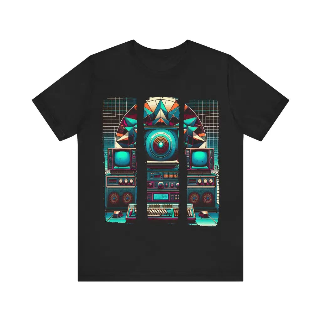 Retro Tech Reverberations - Jersey Short Sleeve Tee - Black