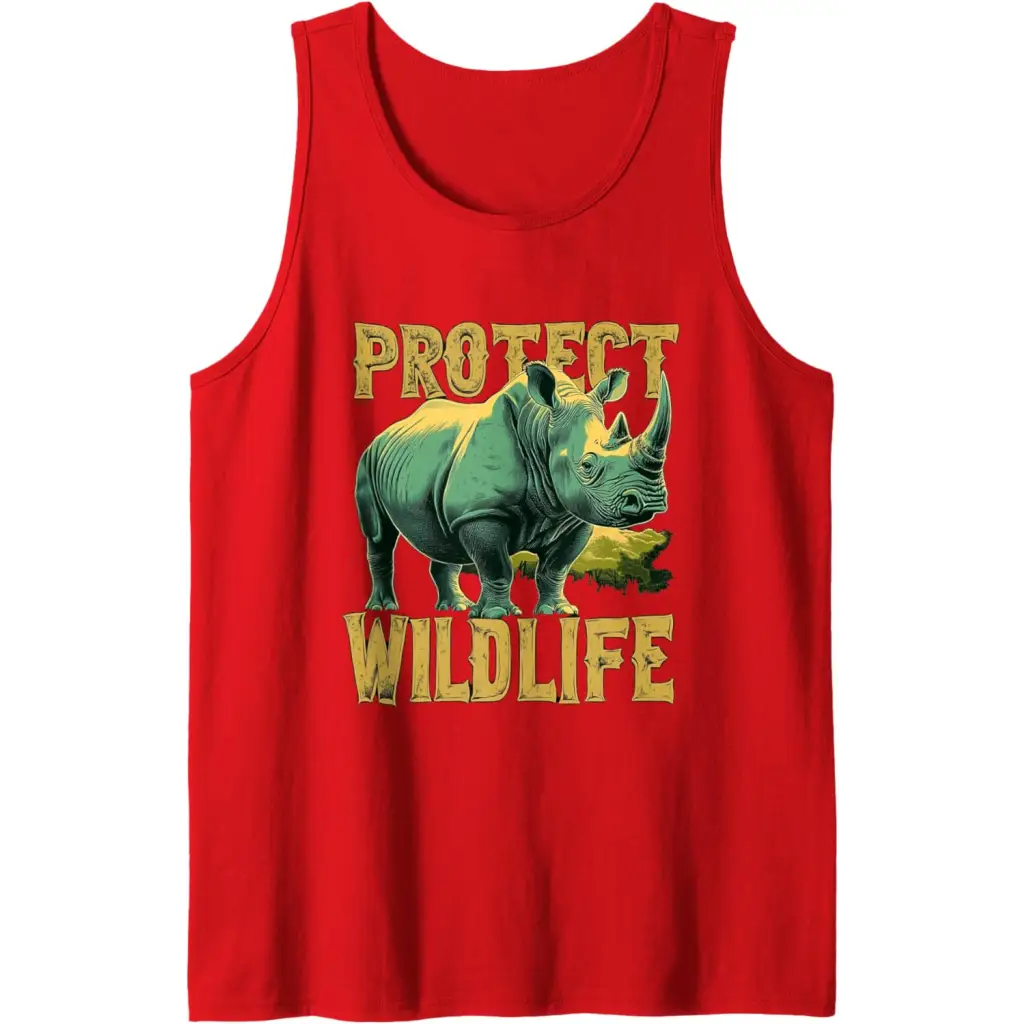 Rhino Guardian of the Wild: Protect Wildlife Tank Top - Red