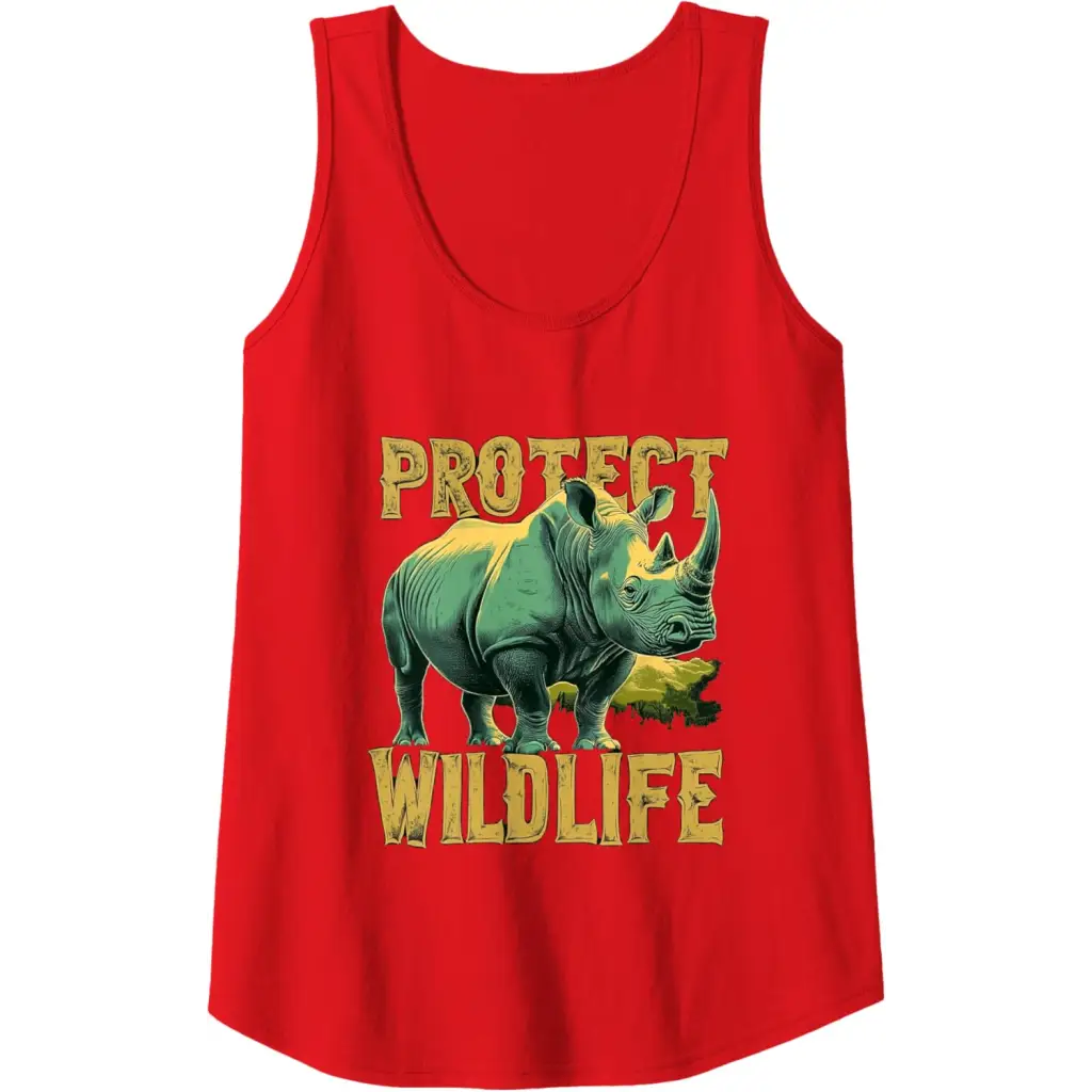 Rhino Guardian of the Wild: Protect Wildlife Tank Top - Red