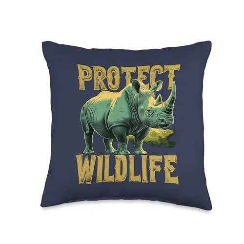 Rhino Guardian of the Wild: Protect Wildlife Throw Pillow