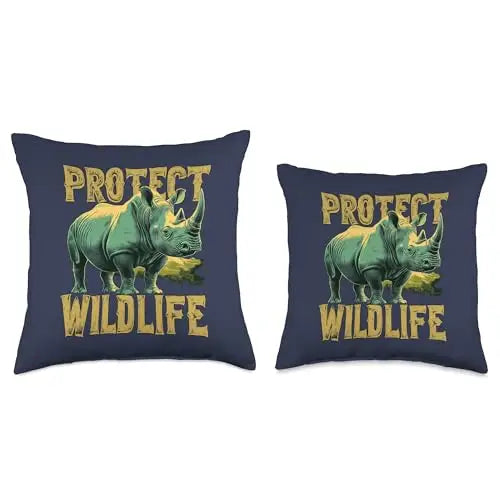 Rhino Guardian of the Wild: Protect Wildlife Throw Pillow