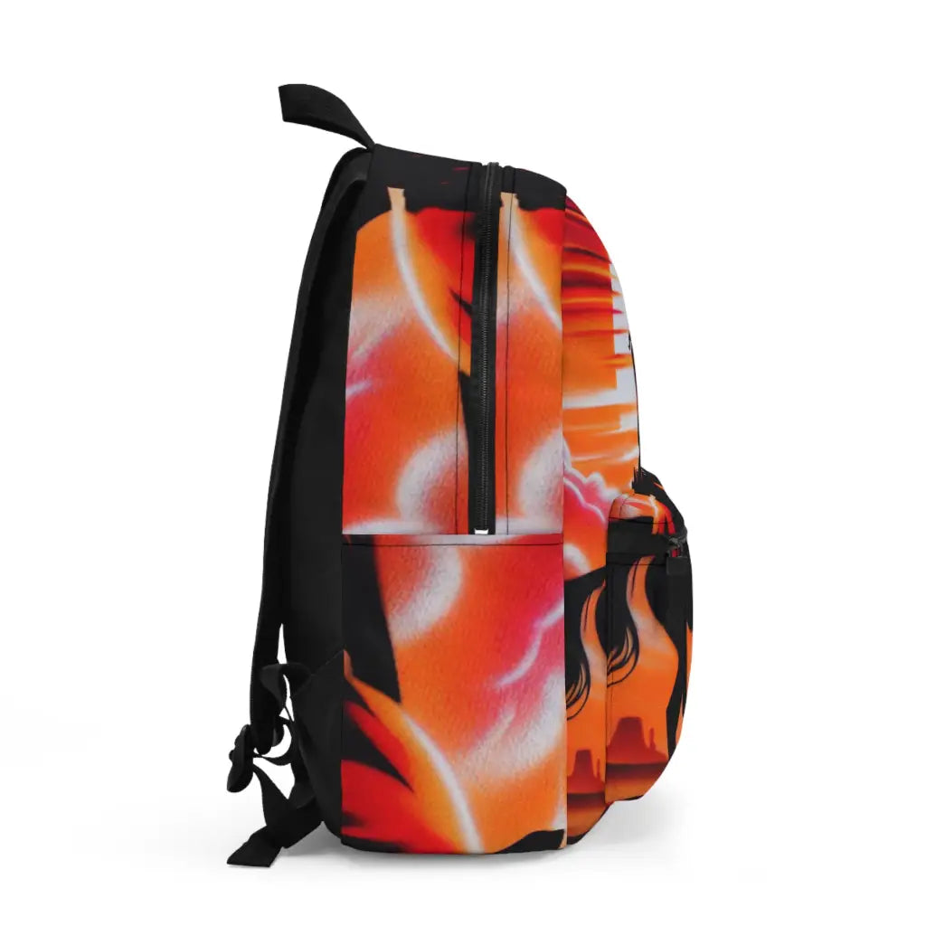 Rider in Fiery Landscape Backpack One size Bags