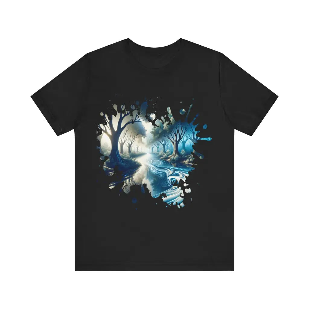 Rippling Arboreal Realm - Jersey Short Sleeve Tee - Black