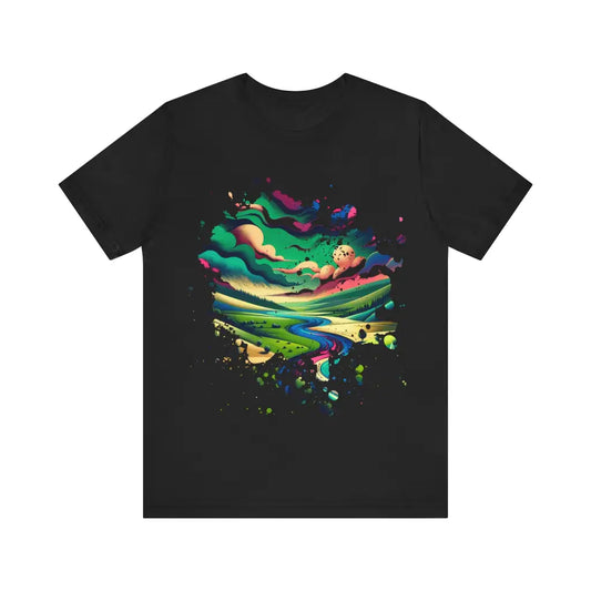 Rippling Terrain at Daybreak Jersey Short Sleeve Tee Black