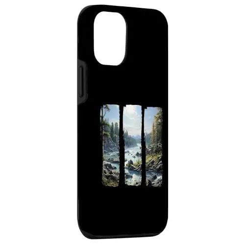 Rocky Banks Tall Evergreens and a Gentle Flowing River.