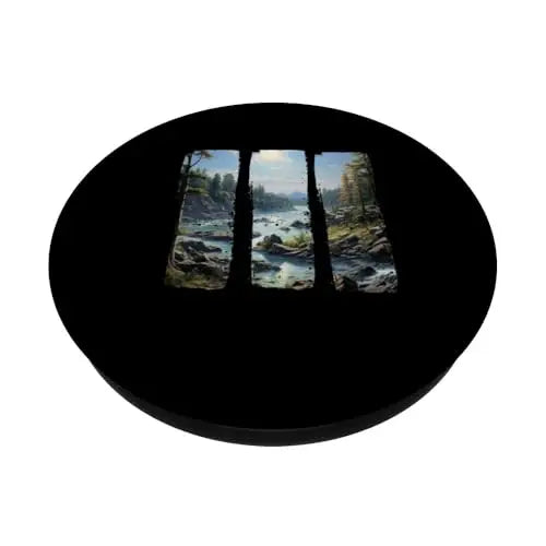 Rocky Banks Tall Evergreens and a Gentle Flowing River.