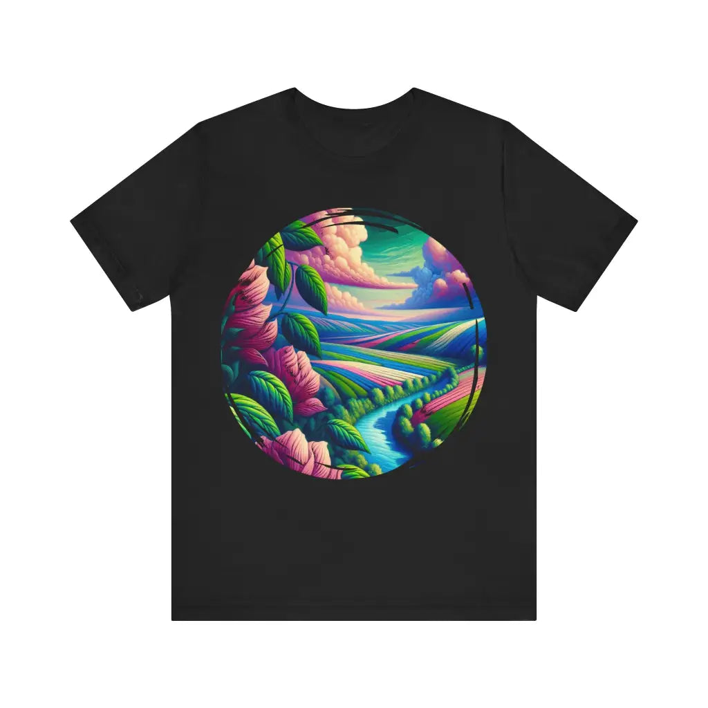 Rolling Fields of Fantasy Jersey Short Sleeve Tee Black / S