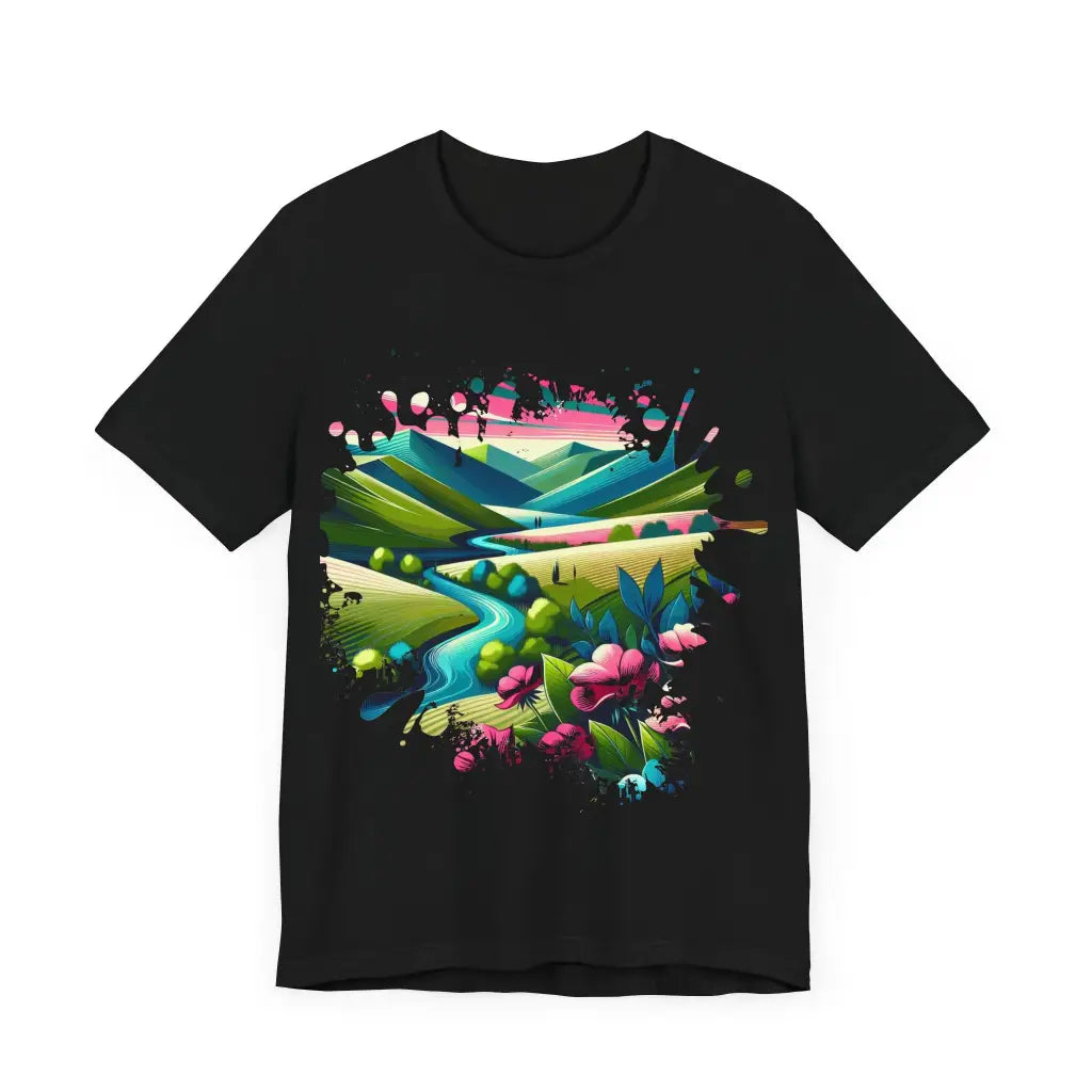 Rolling Hills and Blossoms Jersey Short Sleeve Tee T Shirt