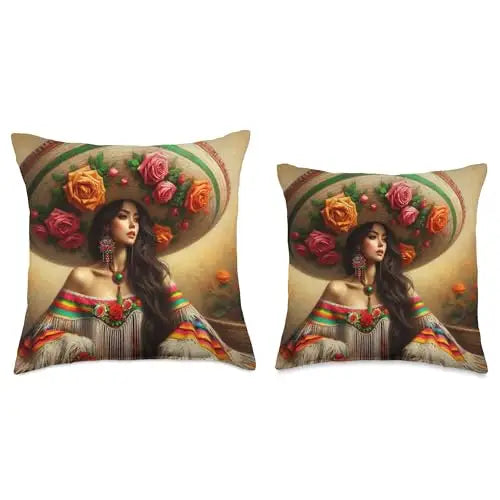 Rosa Mexicana: Elegance and Tradition Throw Pillow Home