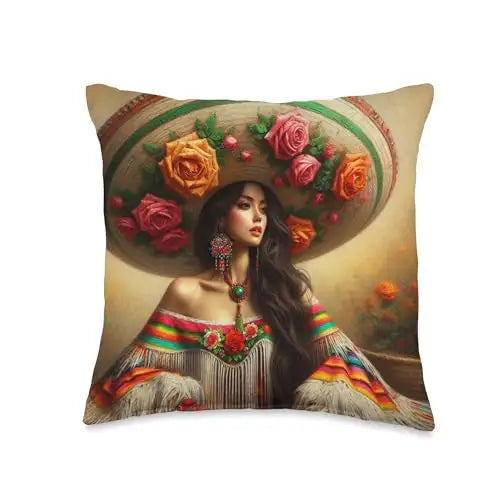 Rosa Mexicana: Elegance and Tradition Throw Pillow Home