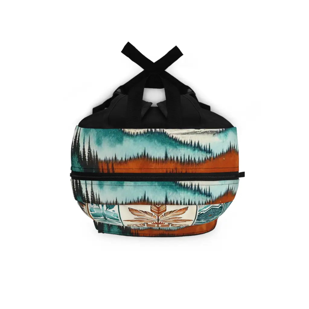 Rustic Patterns and Alpine Waterscape - Backpack - One size