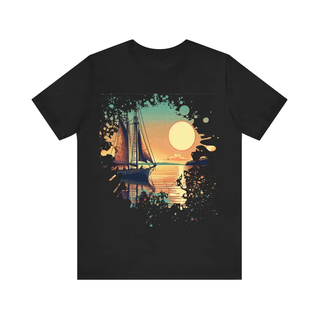 Sailboat at Days Close - Jersey Short Sleeve Tee - Black