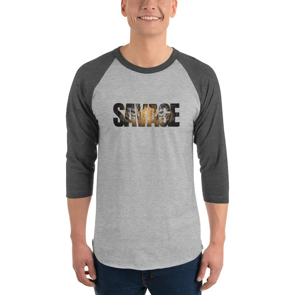 Savage Tiger 3/4 sleeve raglan shirt - Grey/Heather Charcoa