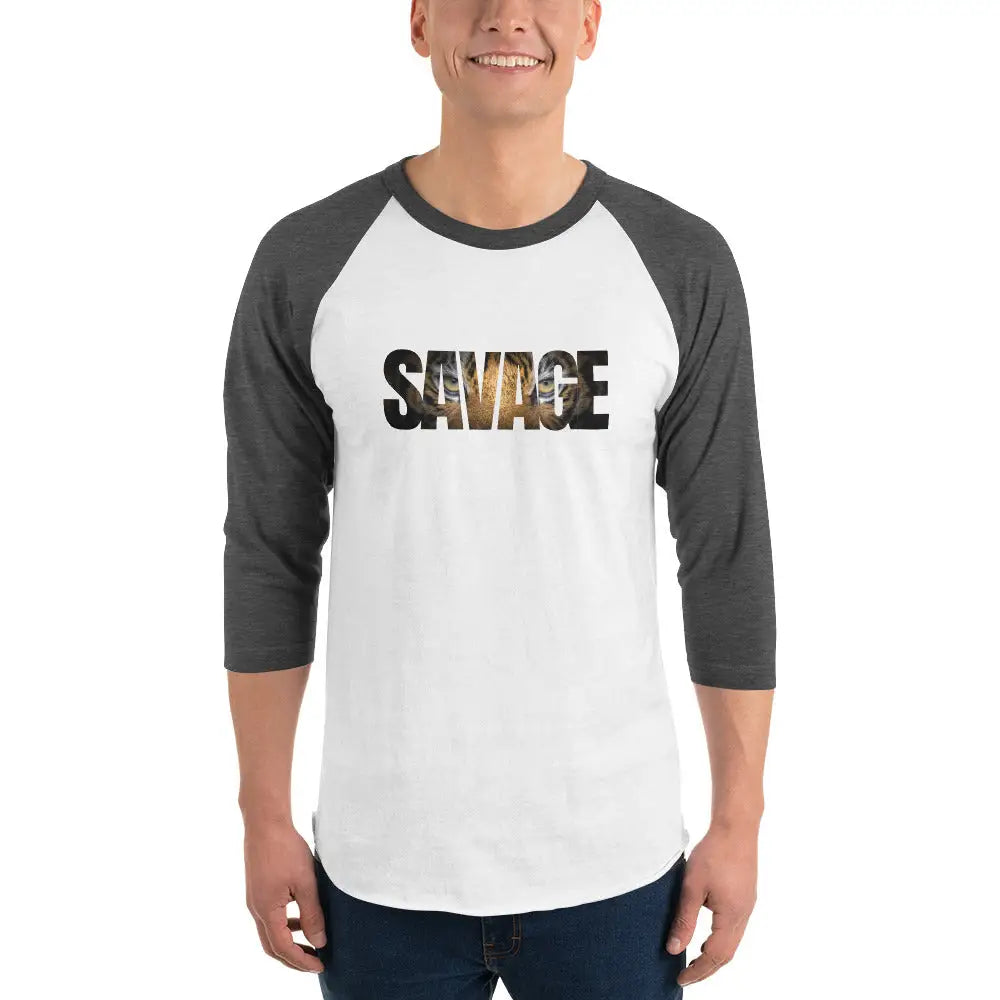 Savage Tiger 3/4 sleeve raglan shirt - White/Heather Charco