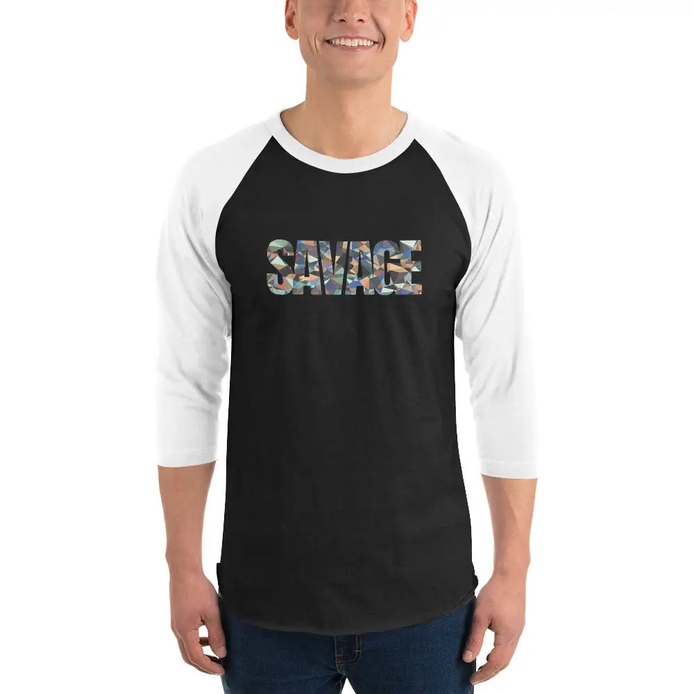 Savage Triangular Composition 3/4 sleeve raglan shirt