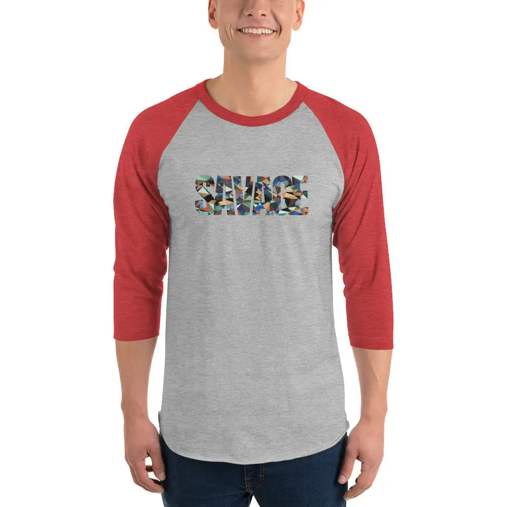 Savage Triangular Composition 3/4 sleeve raglan shirt