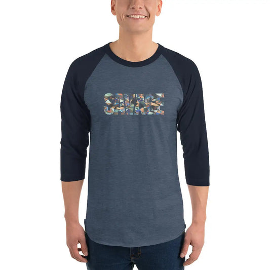 Savage Triangular Composition 3/4 sleeve raglan shirt