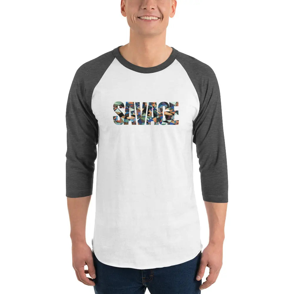 Savage Triangular Composition 3/4 sleeve raglan shirt