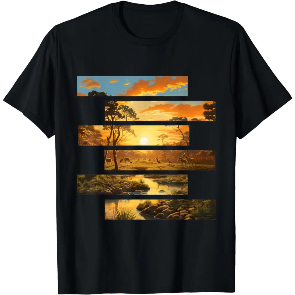 Savanna Serenity: Wildlife Wanderlust T-Shirt - Black / Men