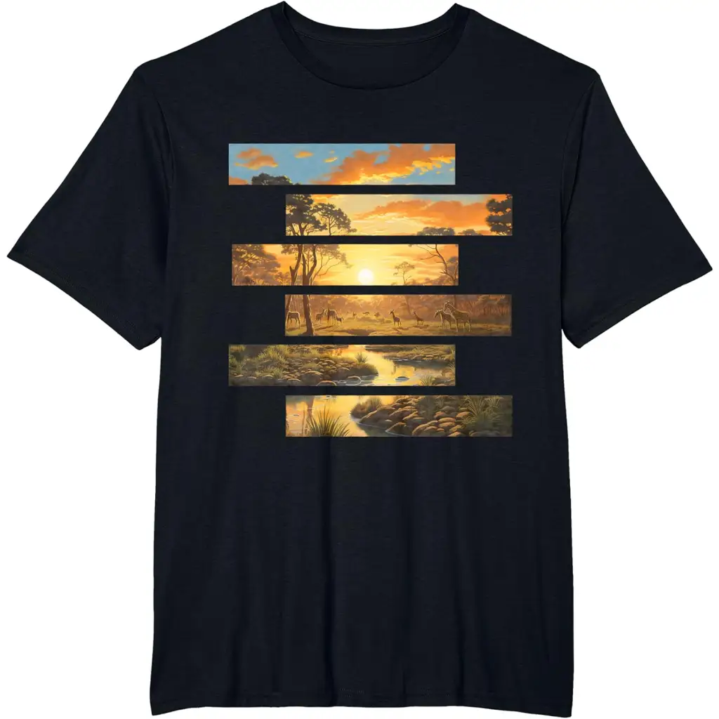 Savanna Serenity: Wildlife Wanderlust T-Shirt - Black