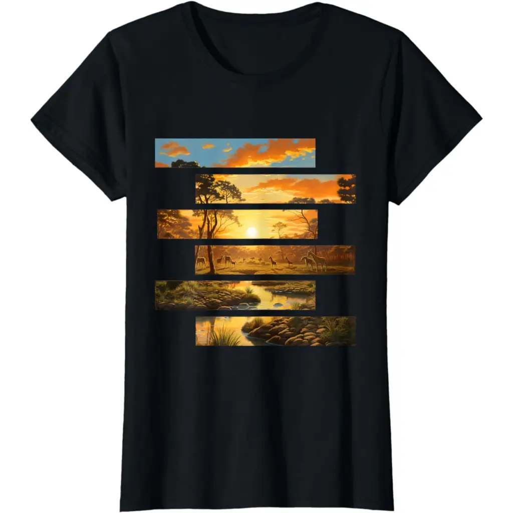 Savanna Serenity: Wildlife Wanderlust T-Shirt - Black